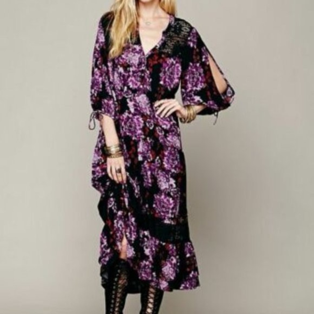 Free People Breathing Jasmine Midi Dress – Boho Floral | Size S